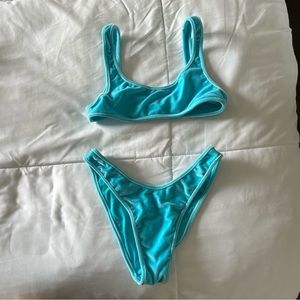 Aqua blue velvet bikini